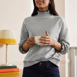 Boden Ruffle Detail Fleece Lined Gray Sweatshirt size 4